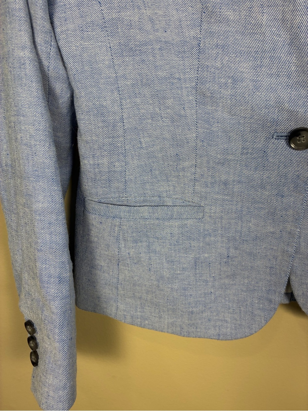Banana Republic Classic Blazer Jacket Linen Blend Chambray Blue Sz 0 - Picture 4 of 12